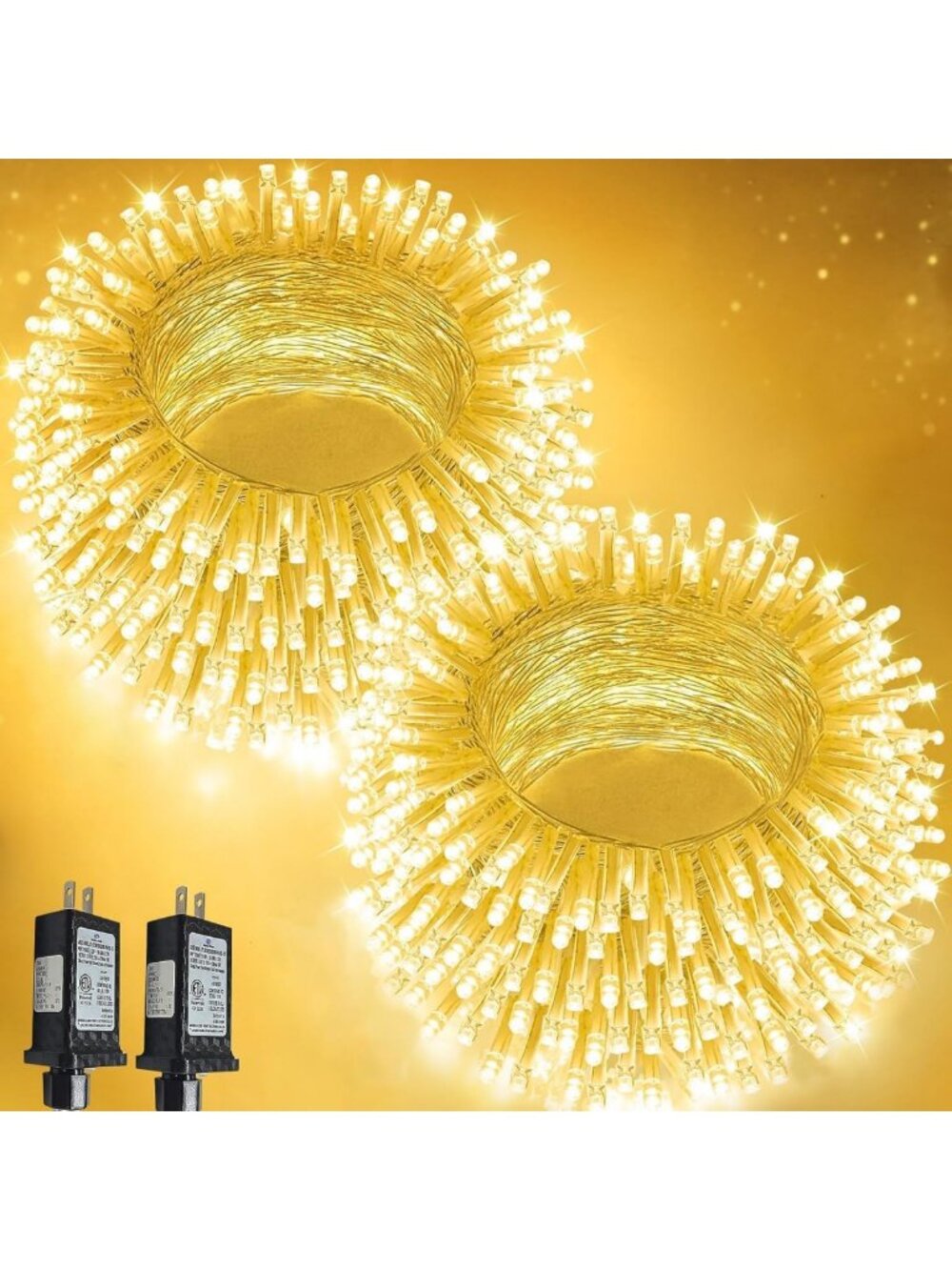 200 LED Connectable String Lights - 2 Pack, Indoor/Outdoor Christmas Decor